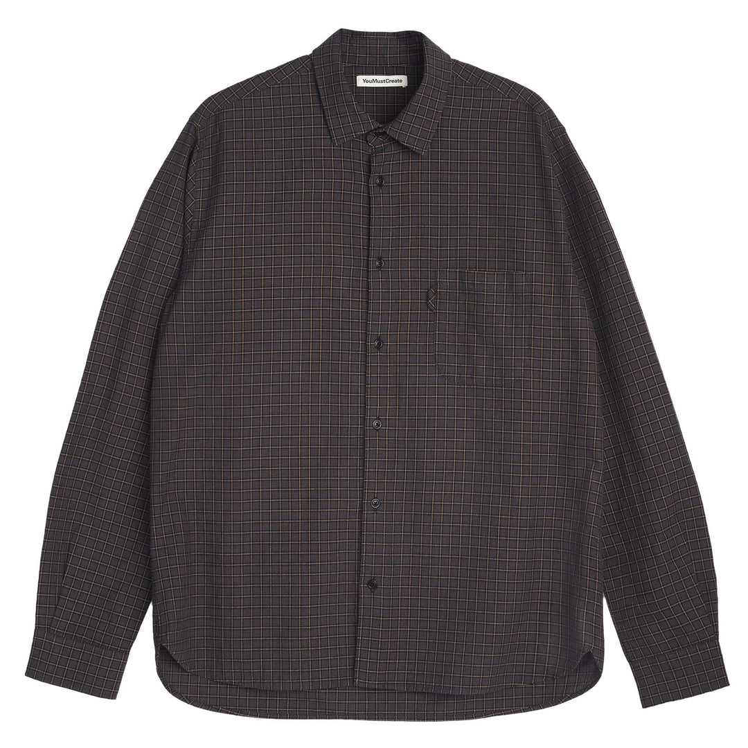 YMC Curtis Check Cotton Shirt Grey Multi - Merchant Menswear