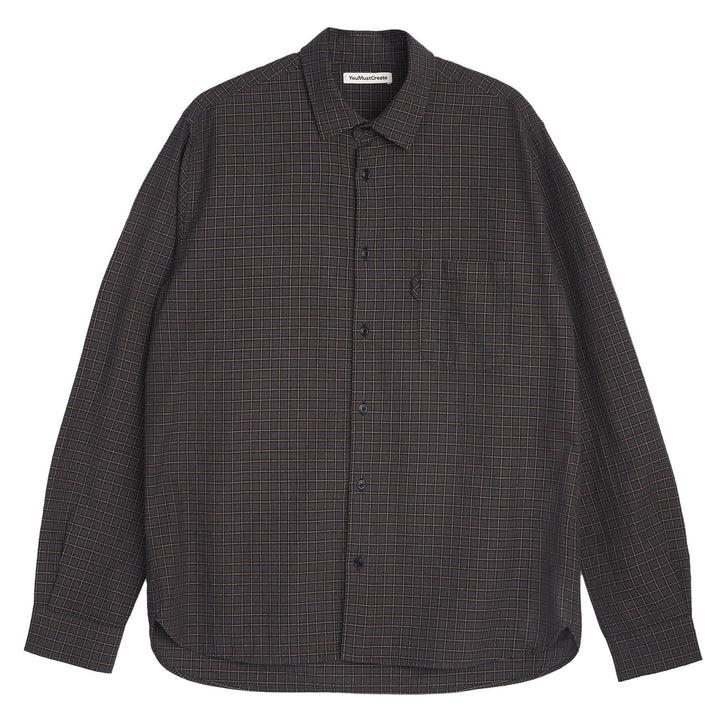 YMC Curtis Check Cotton Shirt Grey Multi - Merchant Menswear