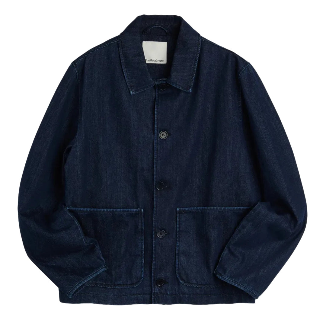 YMC Groundhog Jacket Organic Denim Indigo Blue - Merchant Menswear