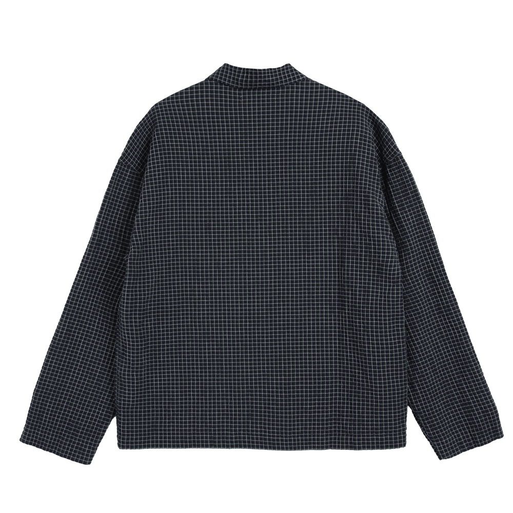 YMC PJ Mercerised Cotton/Linen Shirt Navy Check - Merchant Menswear