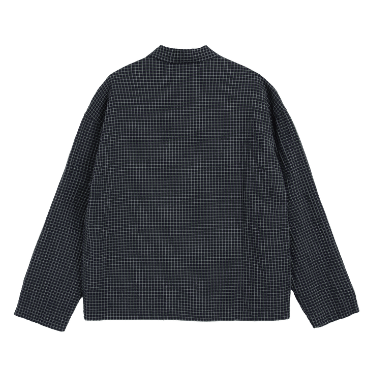 YMC PJ Mercerised Cotton/Linen Shirt Navy Check - Merchant Menswear