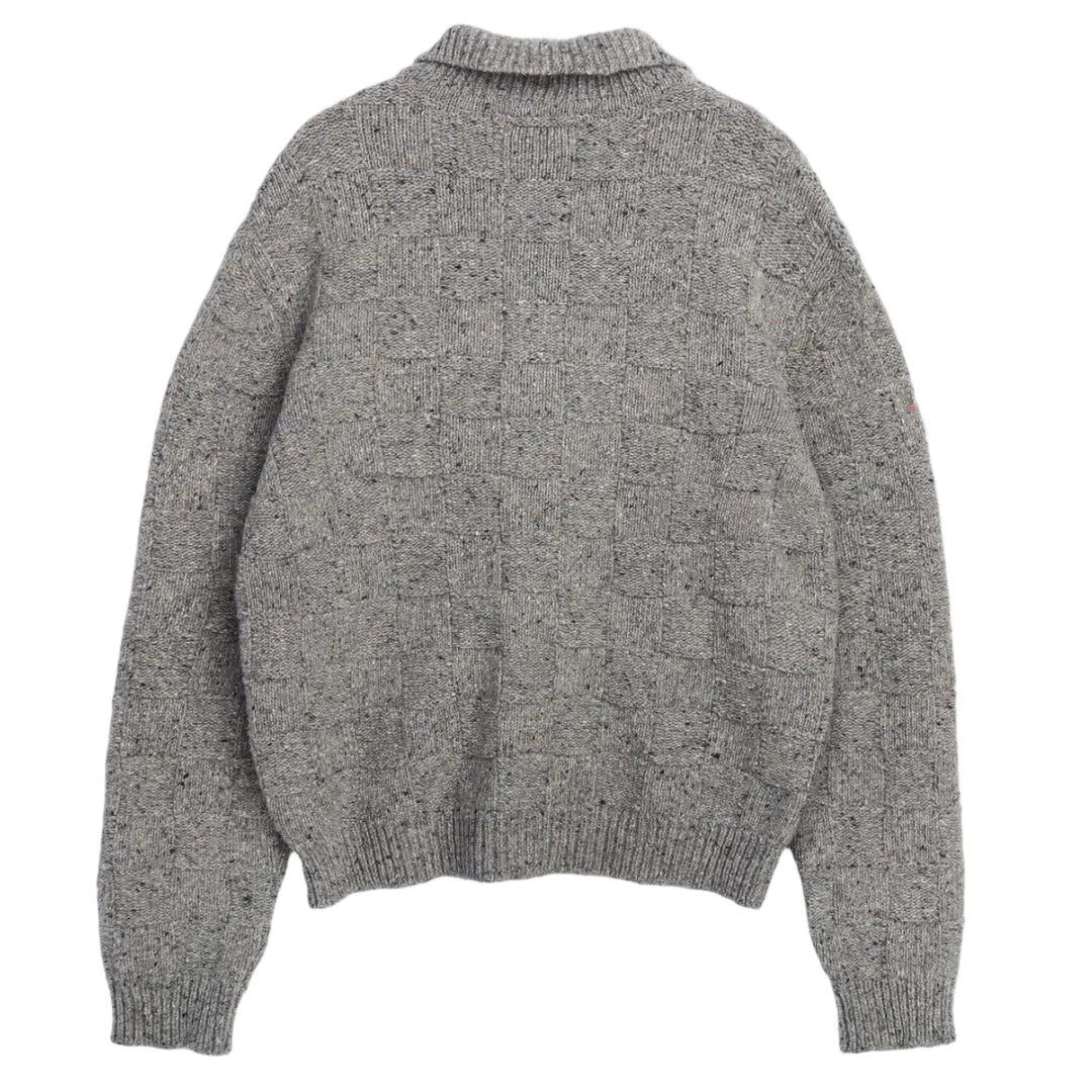YMC Rat Pack Waffle Donegal Cardigan Grey - Merchant Menswear
