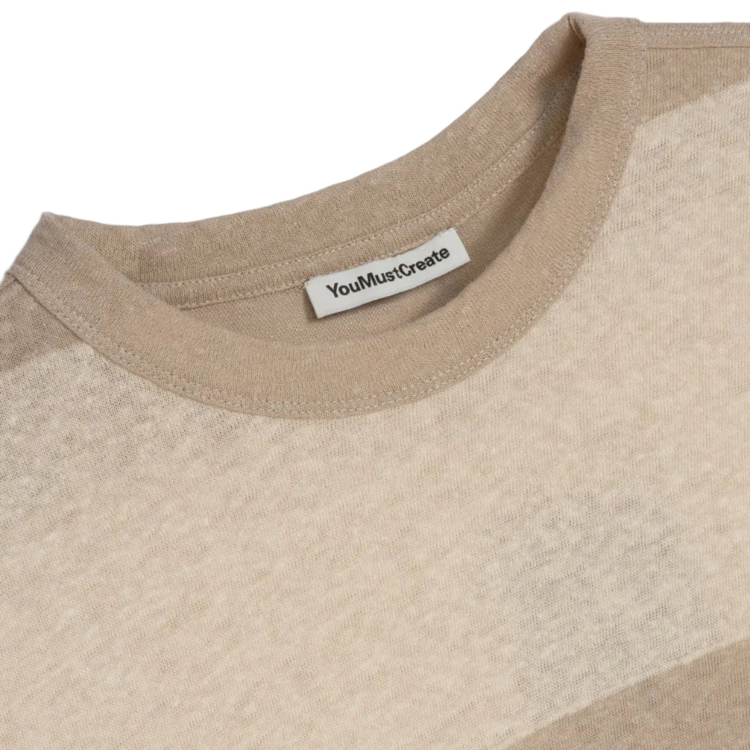 YMC Triple Wide Stripe Tee Beige/Stone - Merchant Menswear
