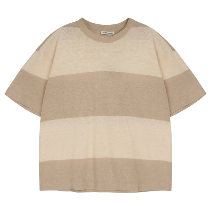 YMC Triple Wide Stripe Tee Beige/Stone - Merchant Menswear