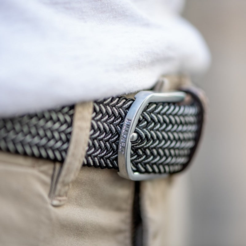 Billybelt Vienna Woven Belt Black White Detail Image