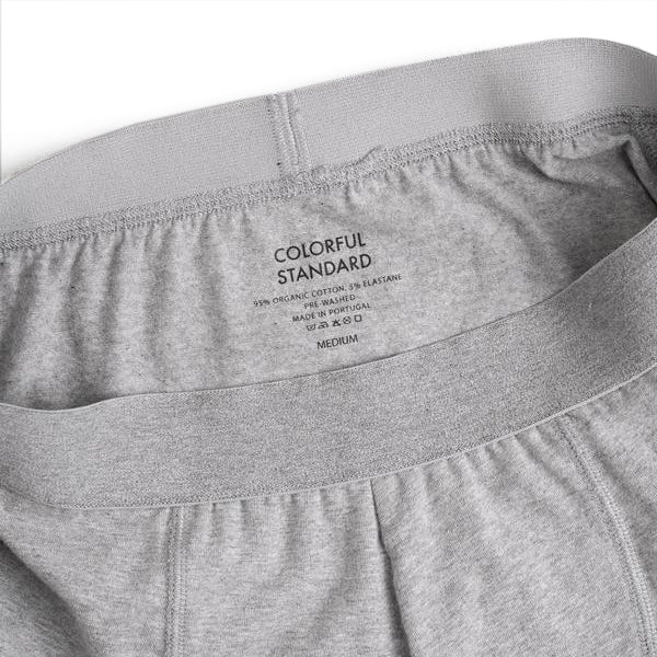 Colorful Standard Classic Organic Boxer Briefs Heather Grey Detail View