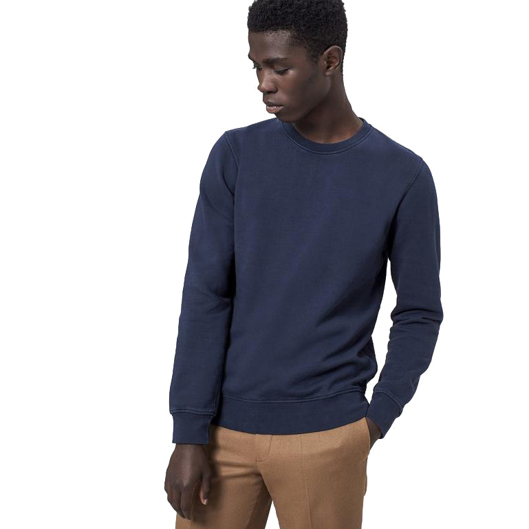 Colorful Standard Classic Organic Crew Navy Blue Model Front View