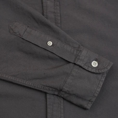Colorful Standard Organic Button Down Oxford Shirt Lava Grey Cuff Detail Image
