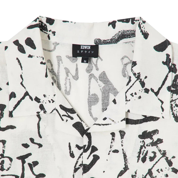 Edwin Private Letter Shirt In Linen/Cotton black/white Collar Detail Image