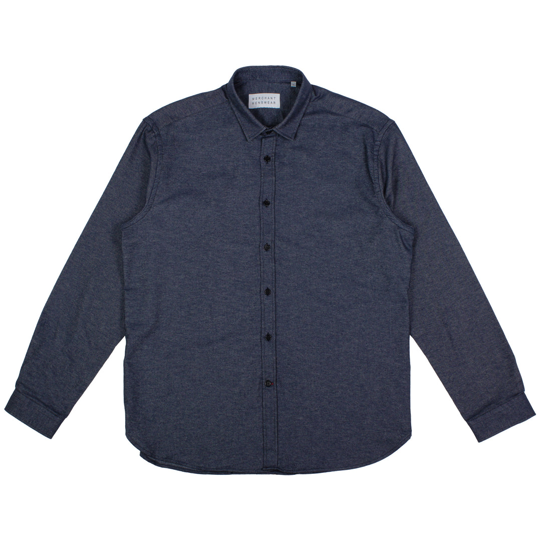 Merchant Menswear Mercante Flannel Shirt Touno Blue Front View Image