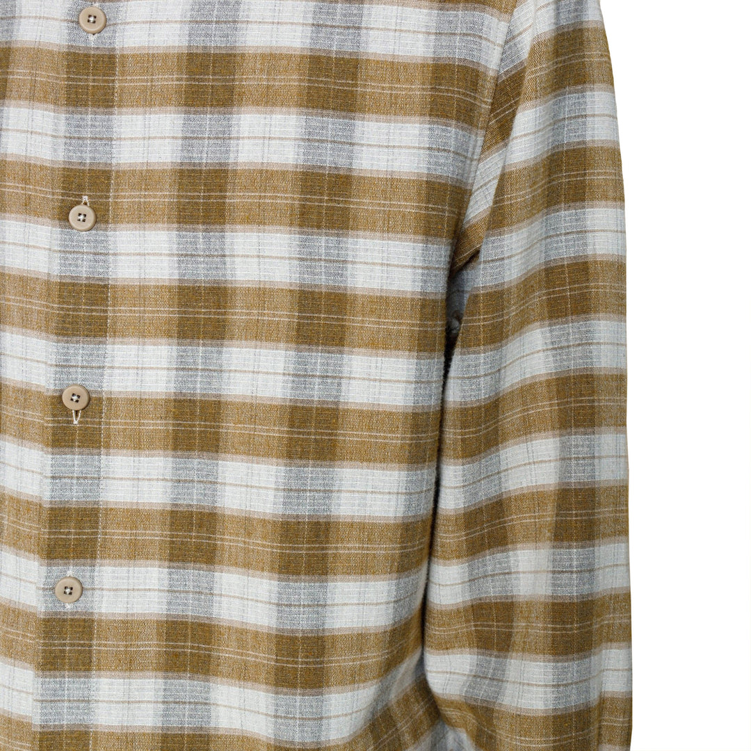 Folk Storm Shirt Tan Linear Check Fabric Image