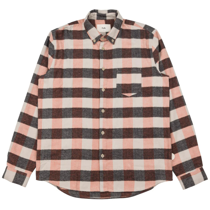 Folk Relaxed Fit Flannel Check Shirt Copper Front View Image