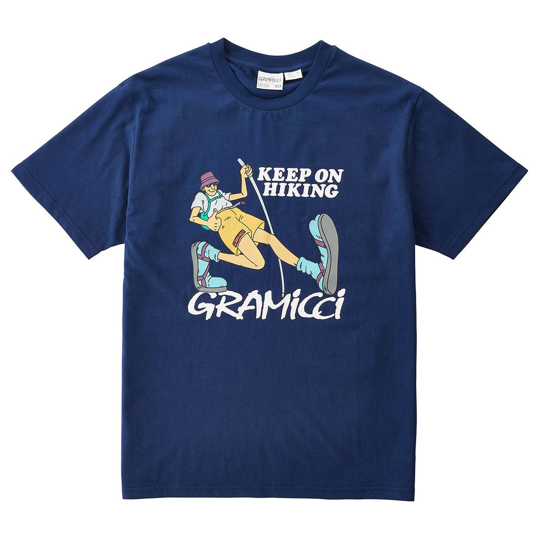 Gramicci Keep On Hiking Tee Navy Front View Image