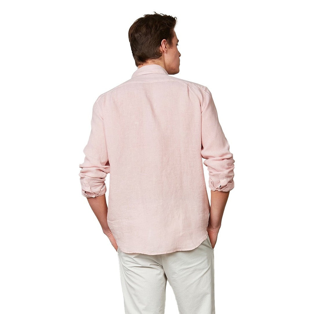 Hartford Paul Pat Linen Shirt Faded Pink Back View