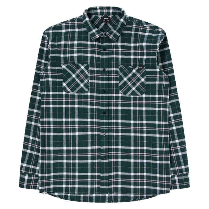 Edwin Labour Shirt Flannel Pine Grove / Pink Front View Image