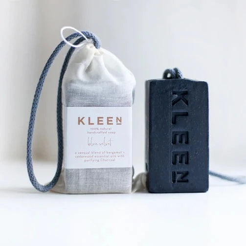 Kleensoaps Blue Velvet Soap On A Rope Soap And Pouch Image