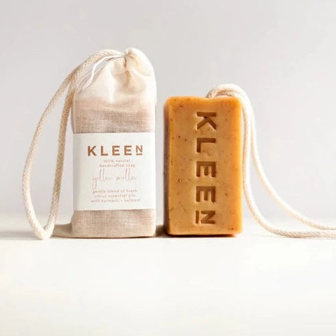 Kleensoaps Yellow Mellow Soap On A Rope Soap And Pouch Image