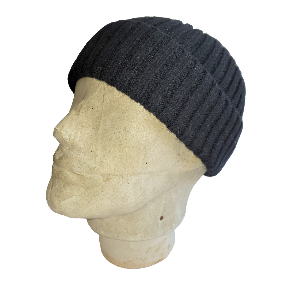 Merchant Menswear Ribbed Lambswool Beanie Oxford Blue Main View Image