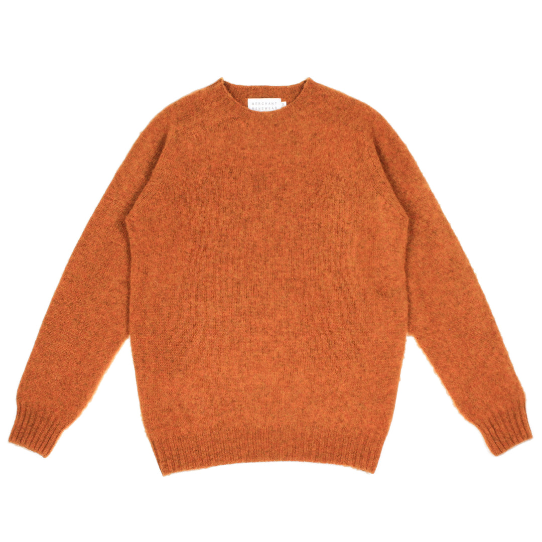Merchant Menswear Shaggy Brushed Crew Knit Vintage Orange Front View Image