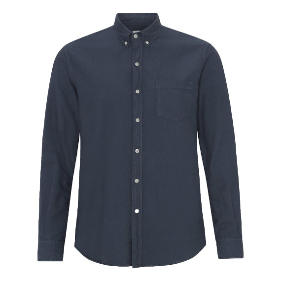 Colorful Standard Organic Cotton Oxford Shirt Petrol Blue Front View Image