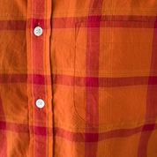 Original Madras Trading Co. Short Sleeve Madras Check Shirt Brilliant Orange Fabric Detail Image