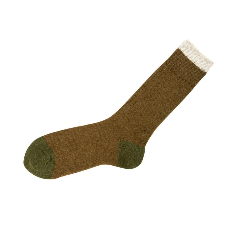 Patapaca Melange Socks Olive Army Detail Image