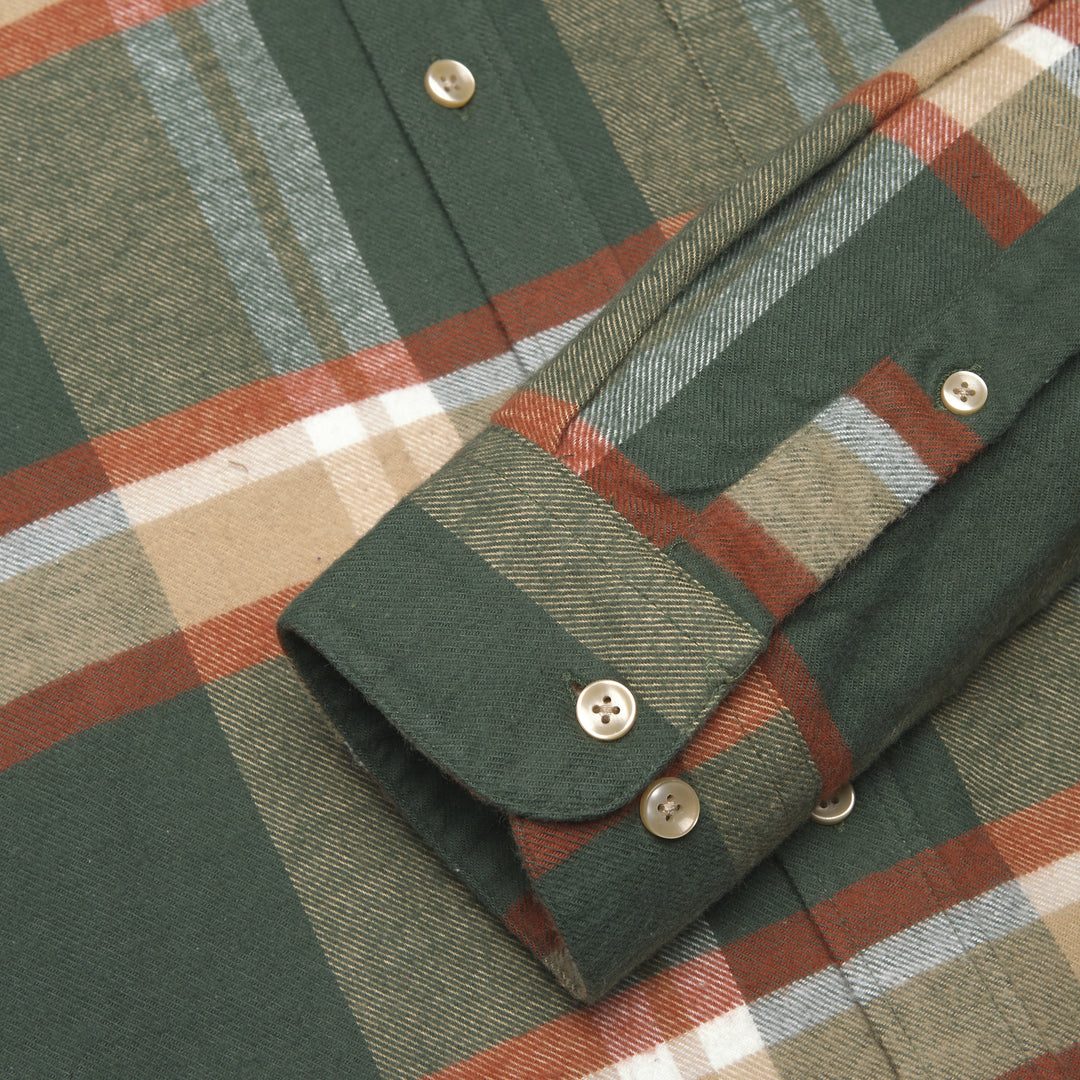 Portuguese Flannel Farm Plaid Shirt Green Multi Detail View Image