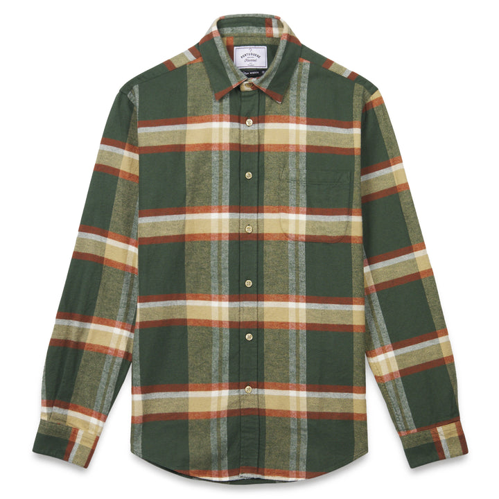 Portuguese Flannel Farm Plaid Shirt Green Multi Front View Image