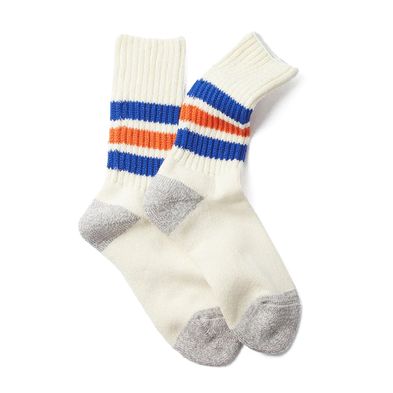 Old School Ribbed Socks Blue / Orange