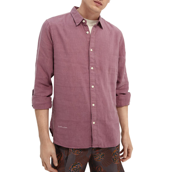 Scotch Soda Garment Dye Linen Shirt Resort Front Model Image