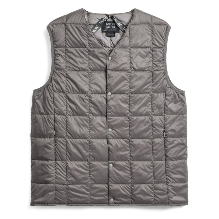 Taion V Neck Down Vest Grey Front View Image