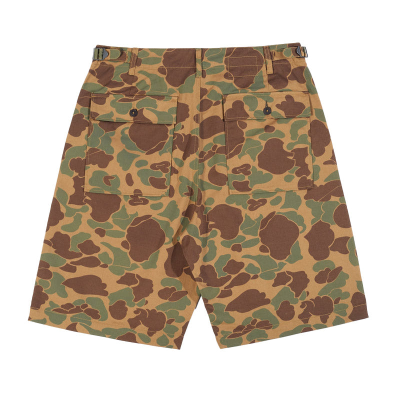 Universal Works Fatigue Short In Camo Sand Back View Image