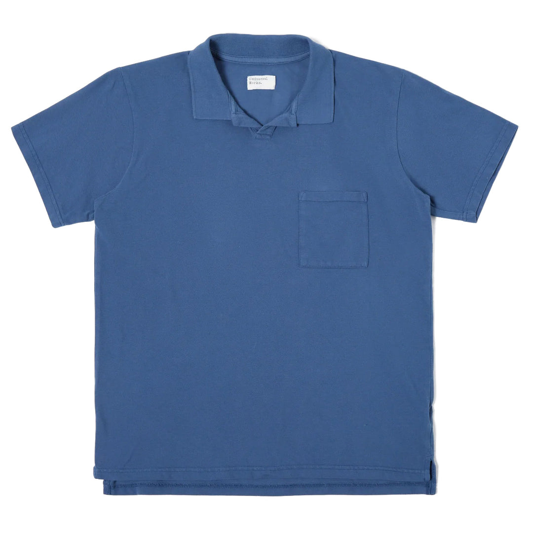 Universal Works Pique Cotton Vacation Polo Blue Front Image