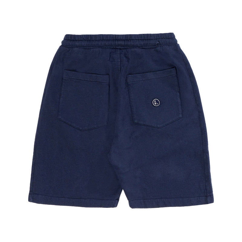 Universal Works Track Short Dry Handle Loopback Navy Back View Image