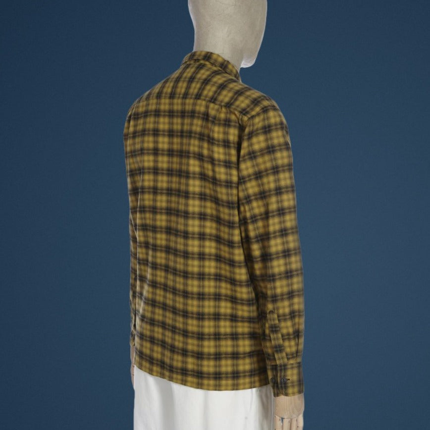 Universal Works Turtle Check Utility Shirt Mustard Back View Image
