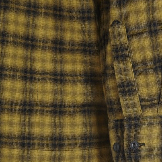 Universal Works Turtle Check Utility Shirt Mustard Cuff Detail View Image