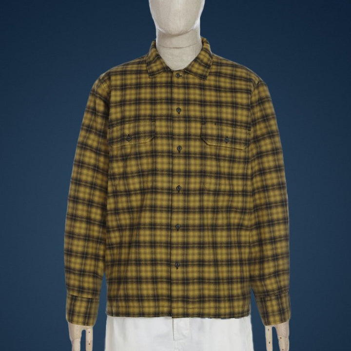 Universal Works Turtle Check Utility Shirt Mustard Front View Image
