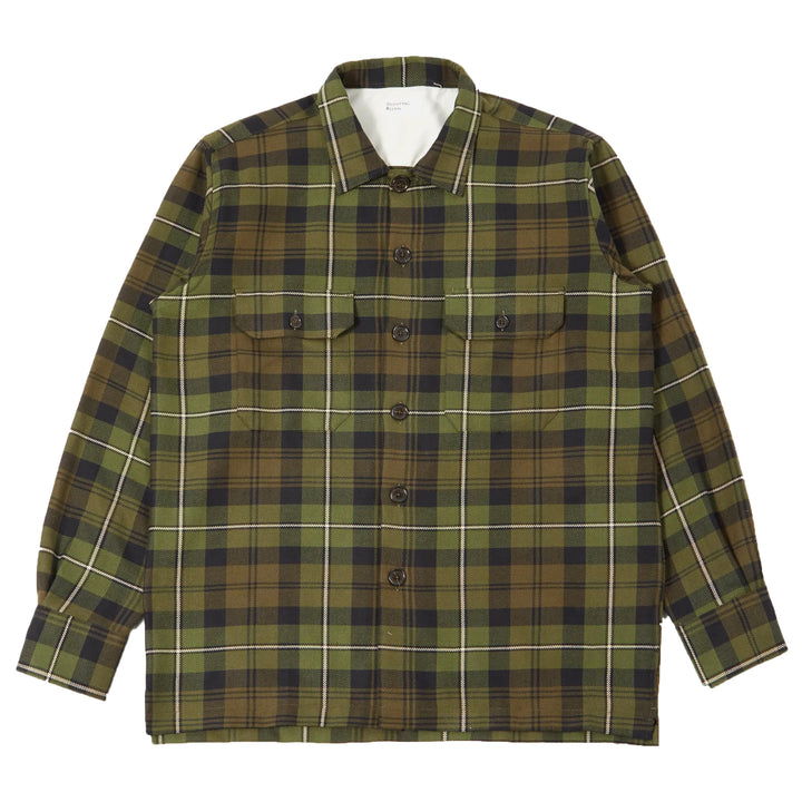 Universal Works Utility Shirt In Olive Moorland Check Front Image