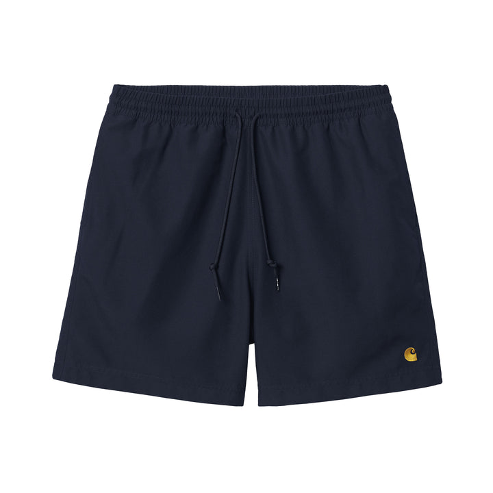 Carhartt WIP Chase Swim Trunks Navy/Gold Front View