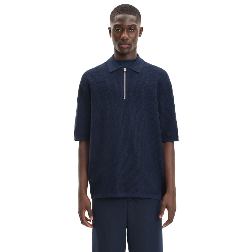 Garam Zip Polo Dark Navy - Merchant Menswear