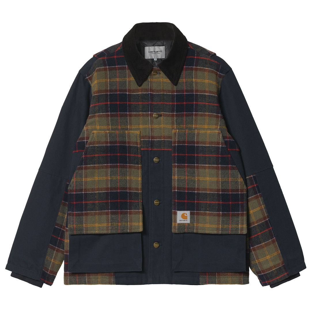 Carhartt WIP Highland Jacket Navy Barron Check Front View Image