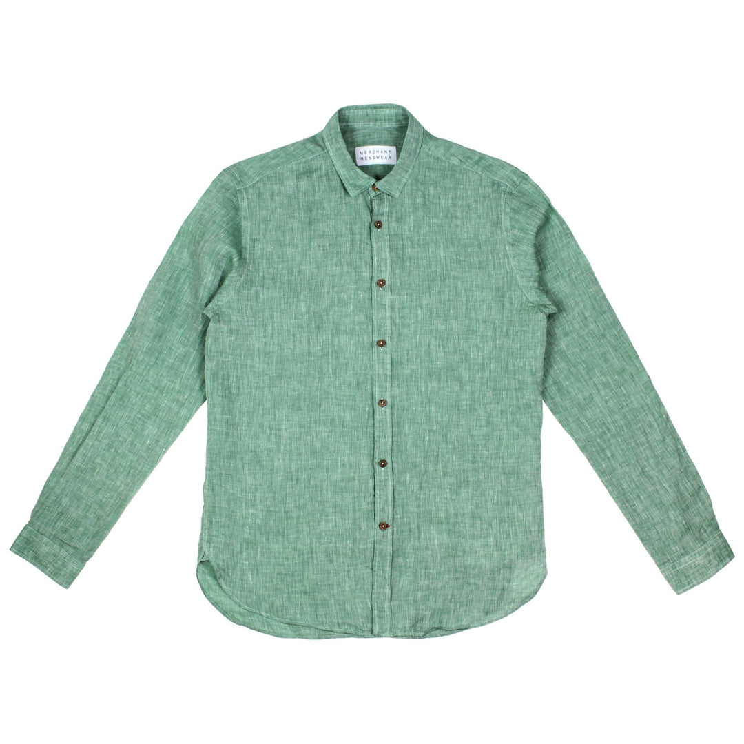 Mercante Linen Shirt Tuscan Green - Merchant Menswear