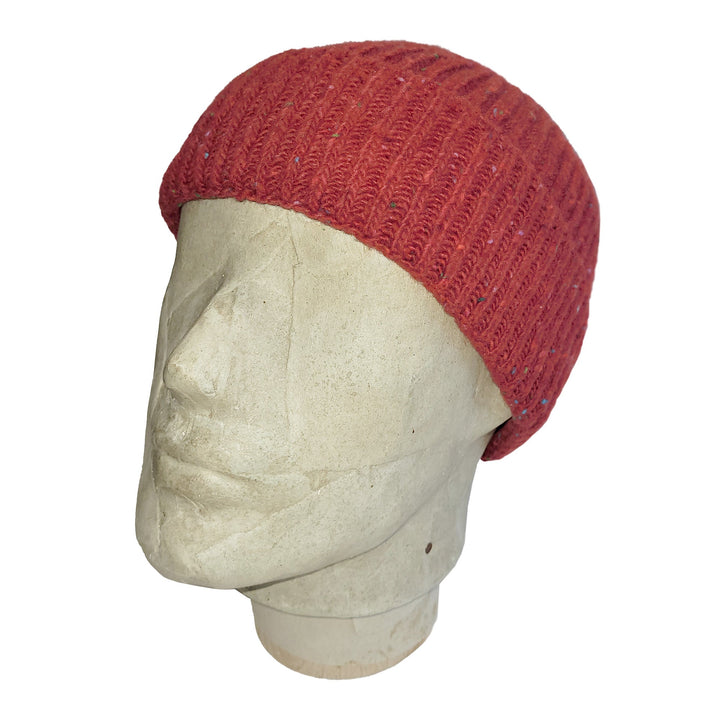 Merchant Menswear Wool Donegal Ribbed Beanie Red - Merchant Menswear
