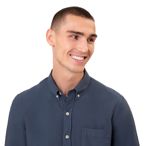 Organic Cotton Oxford Shirt Petrol Blue - Merchant Menswear