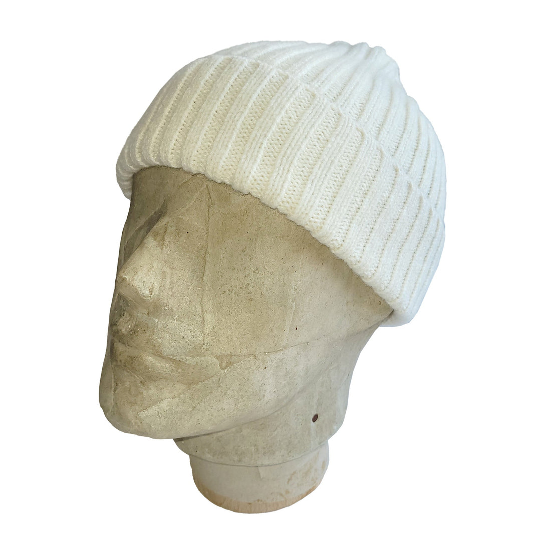 Ribbed Lambswool Beanie Ecru - Merchant Menswear