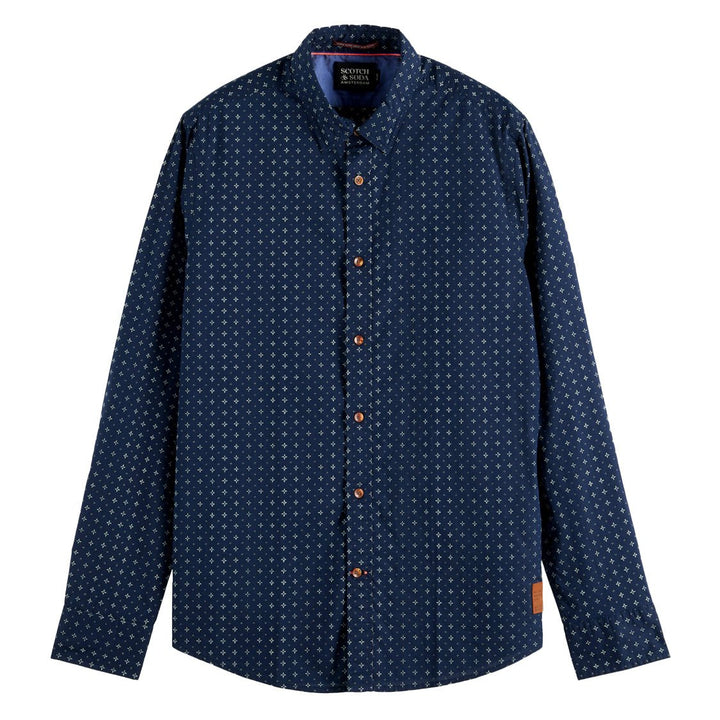 Slim Fit Star Print Shirt Navy - Merchant Menswear