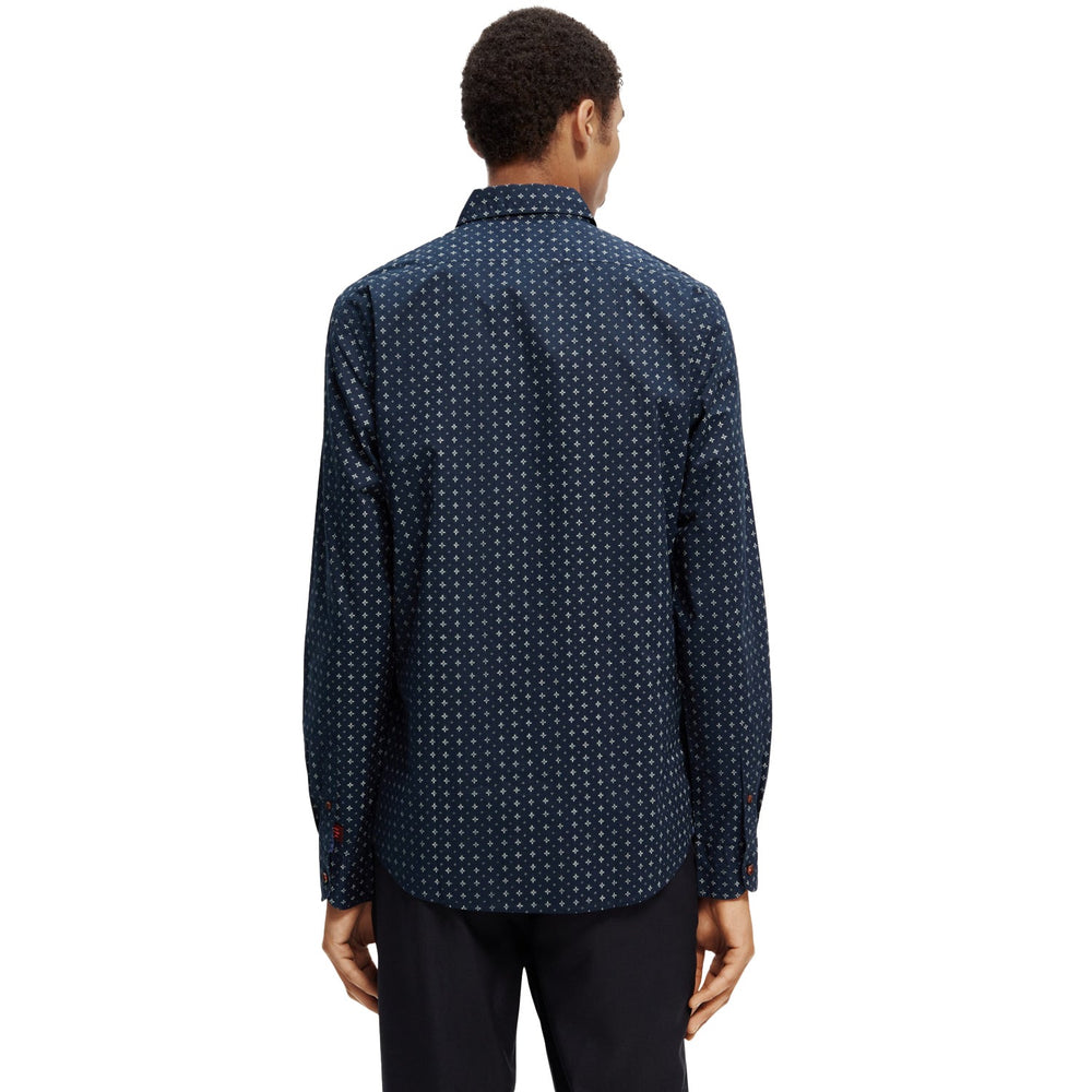 Slim Fit Star Print Shirt Navy - Merchant Menswear